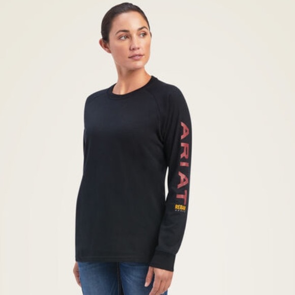 Ariat Womens Long Sleeve Tee Rebar Cotton Strong Logo Graphic - Picture 7 of 7